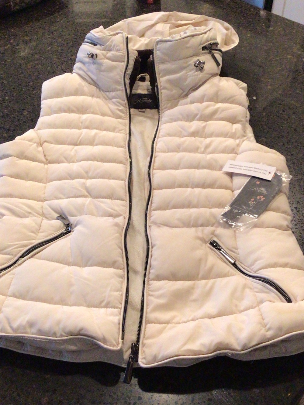 Royalty For Me Cream Quilted Puffer Vest with Hood